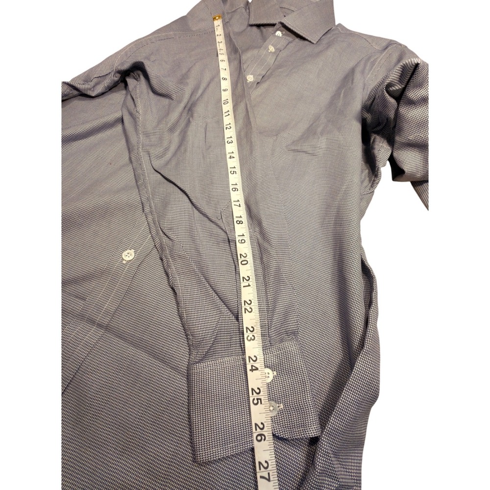 Hitchcock & Key London Mens Dress Shirt Blue White Micro Check Button Down - Picture 5 of 6
